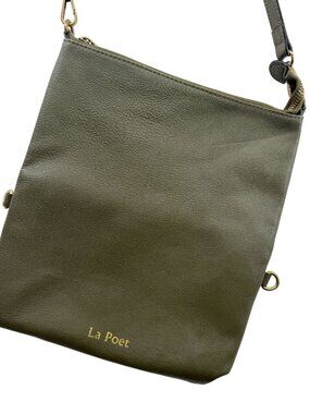 Vtg La Poet Crossbody Bag Green RARE Folding Design Boho Classic Quiet Luxury